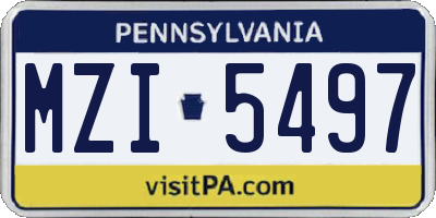 PA license plate MZI5497