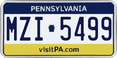 PA license plate MZI5499