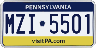 PA license plate MZI5501