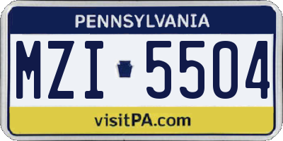 PA license plate MZI5504
