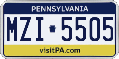 PA license plate MZI5505
