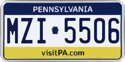 PA license plate MZI5506