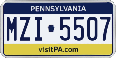 PA license plate MZI5507