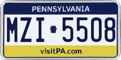PA license plate MZI5508
