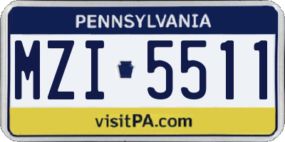 PA license plate MZI5511