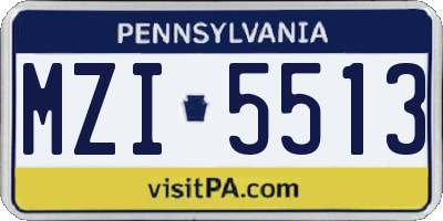 PA license plate MZI5513