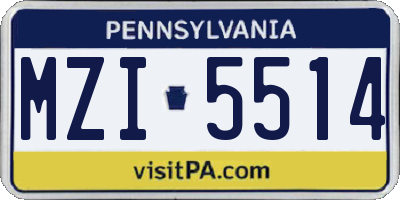 PA license plate MZI5514