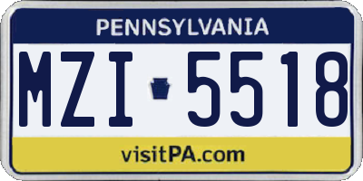 PA license plate MZI5518