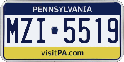PA license plate MZI5519