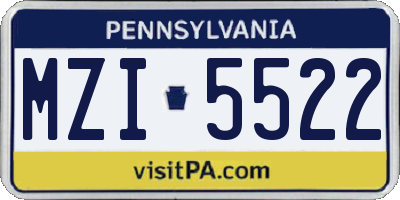 PA license plate MZI5522