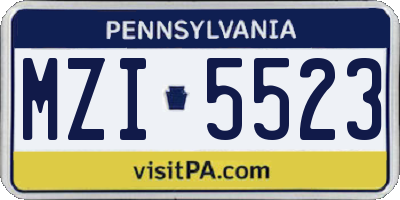 PA license plate MZI5523