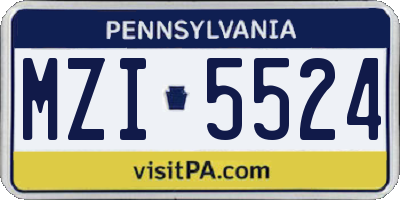 PA license plate MZI5524