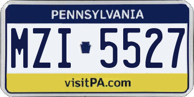 PA license plate MZI5527