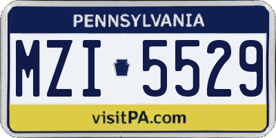 PA license plate MZI5529