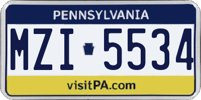 PA license plate MZI5534