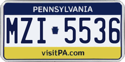 PA license plate MZI5536