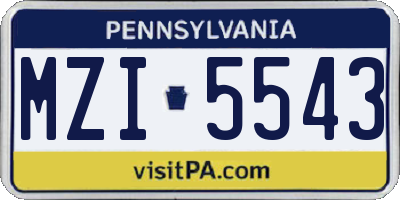 PA license plate MZI5543