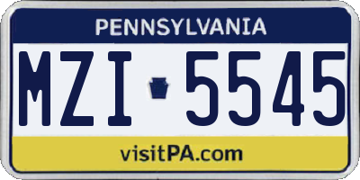 PA license plate MZI5545