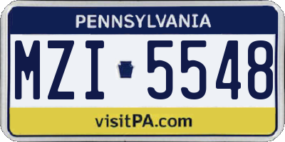 PA license plate MZI5548