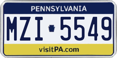 PA license plate MZI5549