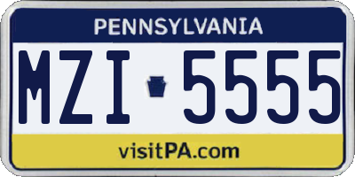 PA license plate MZI5555