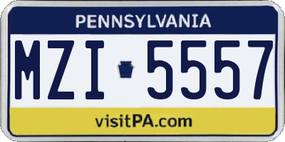 PA license plate MZI5557