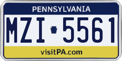 PA license plate MZI5561