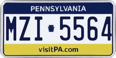 PA license plate MZI5564
