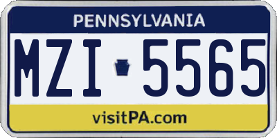 PA license plate MZI5565