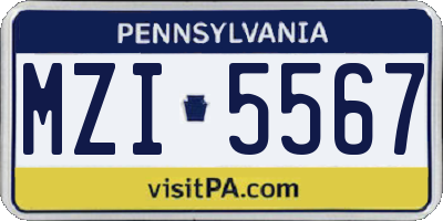 PA license plate MZI5567
