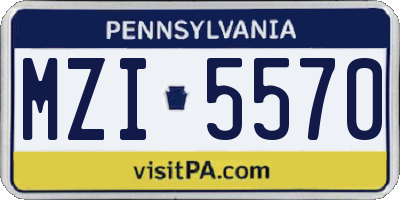 PA license plate MZI5570