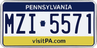 PA license plate MZI5571