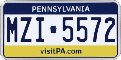 PA license plate MZI5572