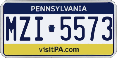PA license plate MZI5573