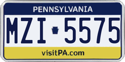 PA license plate MZI5575