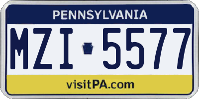 PA license plate MZI5577