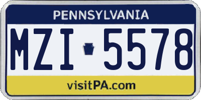 PA license plate MZI5578