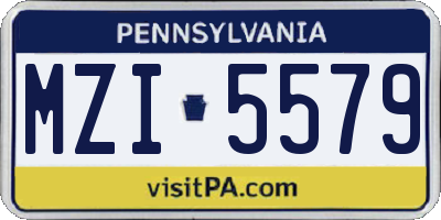 PA license plate MZI5579