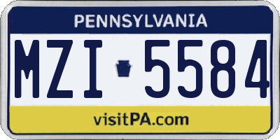 PA license plate MZI5584