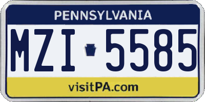 PA license plate MZI5585