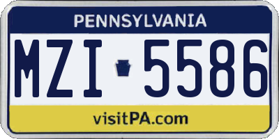 PA license plate MZI5586