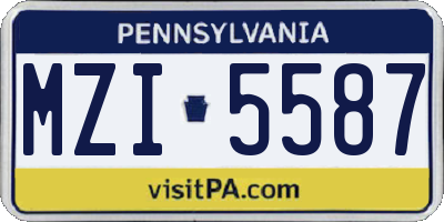 PA license plate MZI5587