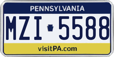 PA license plate MZI5588