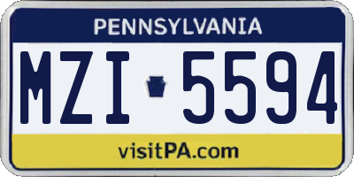 PA license plate MZI5594