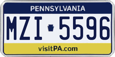 PA license plate MZI5596