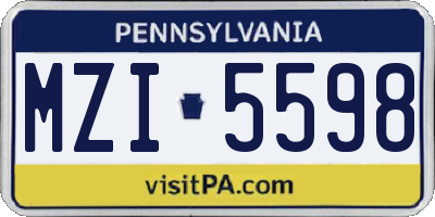 PA license plate MZI5598