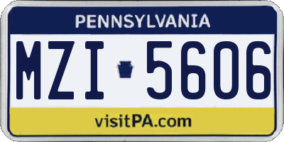 PA license plate MZI5606