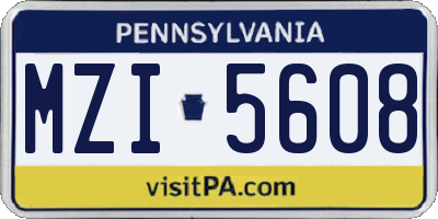 PA license plate MZI5608