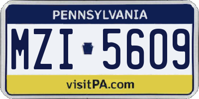 PA license plate MZI5609