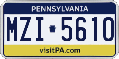 PA license plate MZI5610